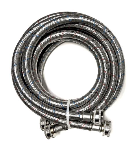 2 Pack Commercial Premium Stainless Steel Washing Machine Hoses 05 Id