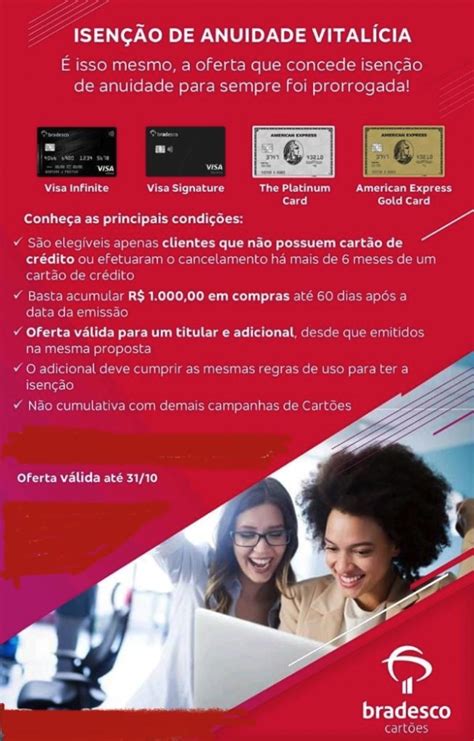 Promoção Bradesco Isenção Vitalícia De Anuidade Para Visa Infinite E