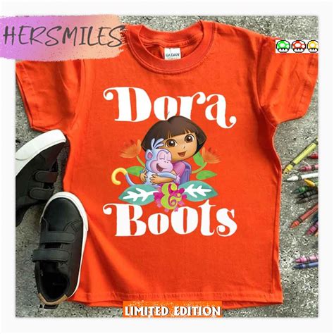 Dora The Explorer Dora And Boots Hugging Portrait T Shirt Hersmiles