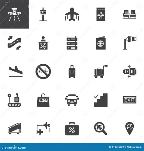 Airport Vector Icons Set Stock Vector Illustration Of Placeholder