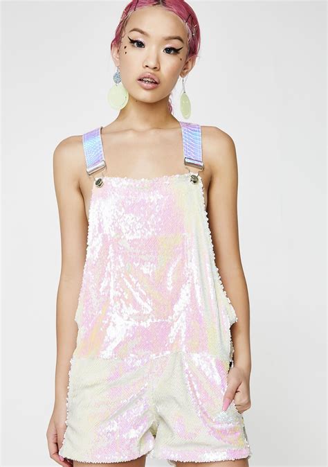 Jackalope Land Sequin Festival Overalls Holographic Fashion Overalls