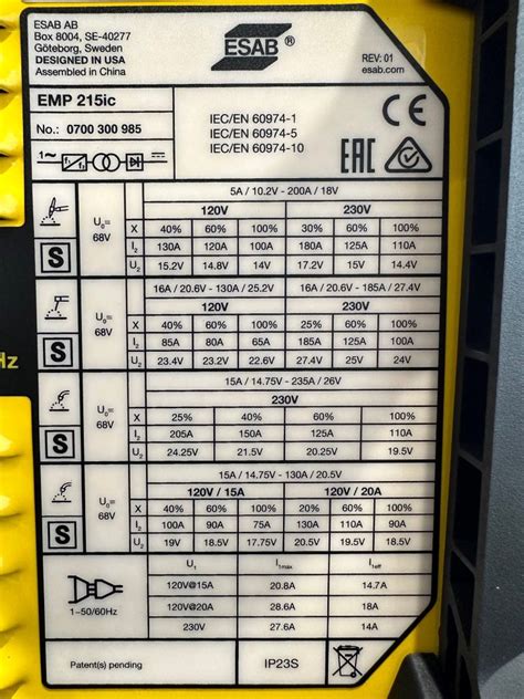 215amp ESAB Rebel EMP 215ic Synergic MIG MMA Stick 110 240V Portable