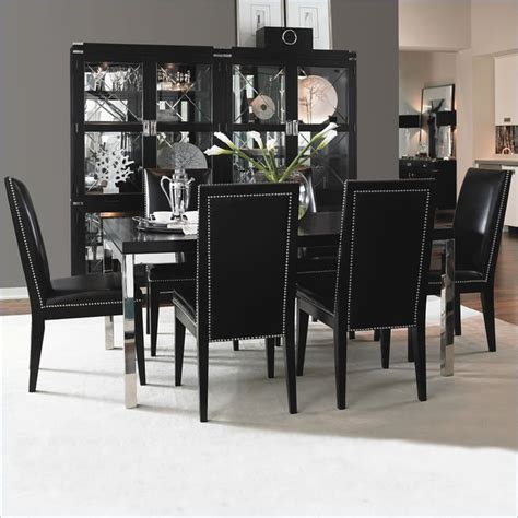 Lexington Black Ice Platinum Dining Table 7 Piece Dining Set In Carbon