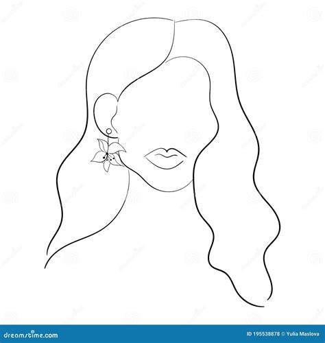 Abstract Woman Face Line Art Sketch Stock Vector Illustration Of