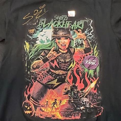 Shotzi Signed Eat My Tank Flames T Shirt Wwe Auction