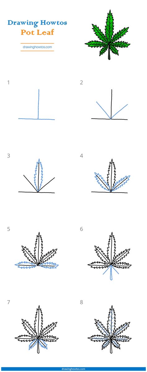 How to Draw a Pot Leaf - Step by Step Easy Drawing Guides - Drawing Howtos