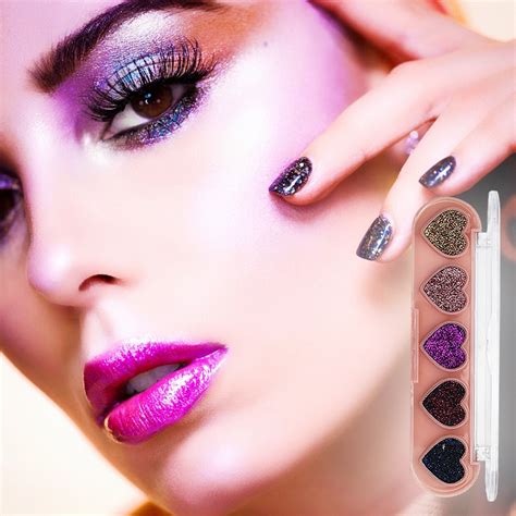 Cbgelrt Glitter Eyeshadow Palette Heart Shaped 4 Shade Pearl Metallic Eye Shadow Sequins Lying