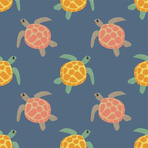 Marine pattern. Sea turtle. Seamless vector pattern. Background ...