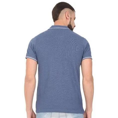 Denim Color Ruffty Mens Cotton Polo Neck T Shirts Size S To 5xl At Rs