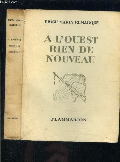 A L Ouest Rien De Nouveau By Remarque Erich Maria Bon Couverture