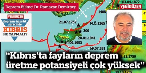 Kıbrısta fayların deprem üretme potansiyeli çok yüksek