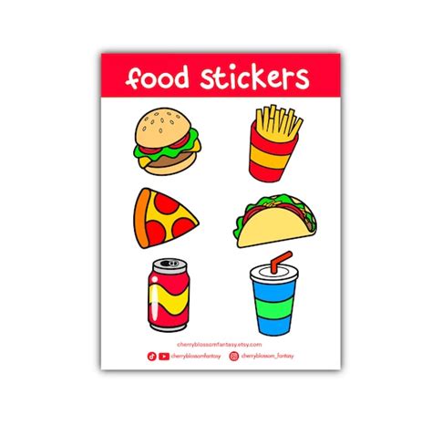 Cute Food Junk Food Fast Food Sticker Sheet Burger French Etsy