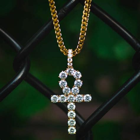 Diamond Ankh Cross Pendant Necklace Gold Plated The Jewelry Plug