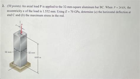 Solved 2 50 Points An Axial Load P Is Applied To The Chegg