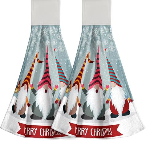 Amazon Giwawa Xmas Gnome Kitchen Hanging Towel Set Of Merry