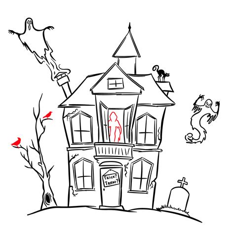 how to draw haunted house 1