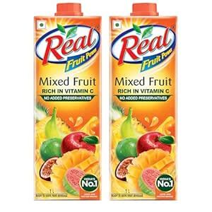 DABUR Real Mixed Fruit Juice 1L Pack Of 2 Rich In Vitamin C No Added