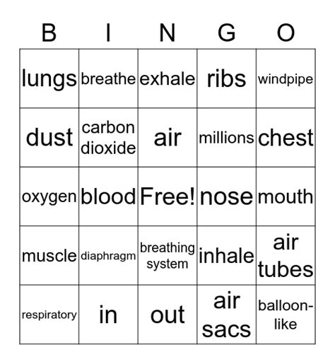 Respiratory System Bingo Card