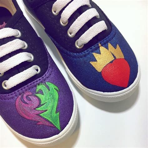 Descendants Custom Painted Shoes Mal And Evie Character Shoes Etsy