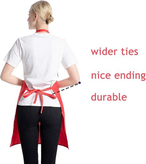 Red Plain Bib Aprons Bulk For Women Men Adult With 2 Front Pocketsred