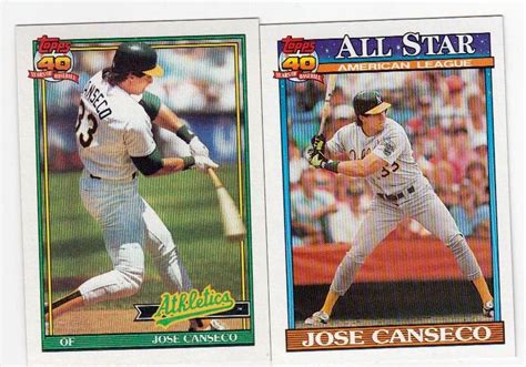 Lot Of Two 1991 Topps Jose Canseco Baseball Cards 700 390