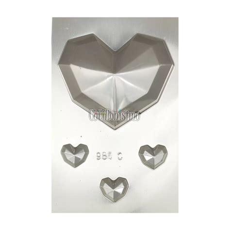 Molde Placa Acetato Corazon Facetado Con 3 Corazones Cotillonisimo