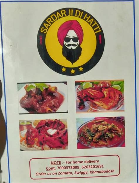 Menu At Sardarji Di Hatti Bhopal