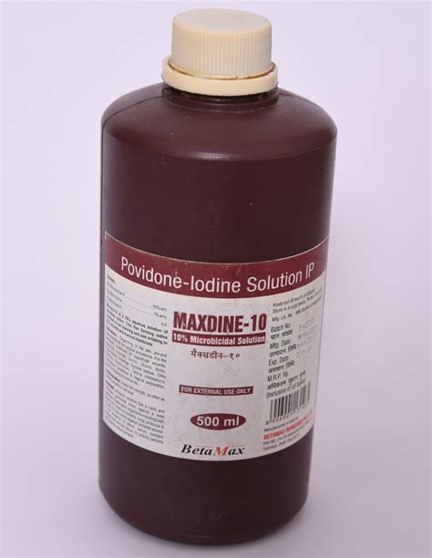 5 5 Povidone Iodine 10 Solution Grade Standard IP Rs 75 Bottle ID