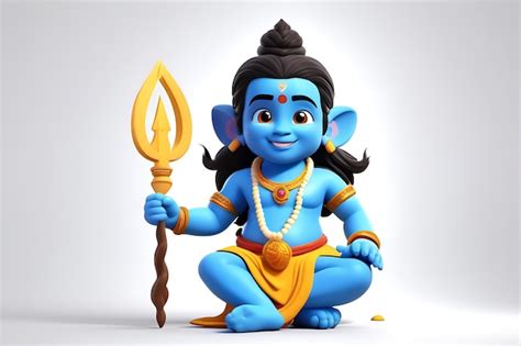 Premium Photo God Shiva D Cute Cartoon Character Wallpaper On White