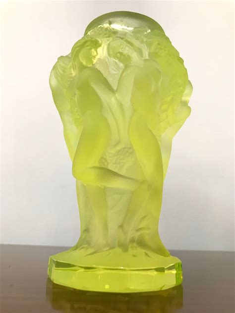 Art Deco Bohemian Vaseline Glass Nude Vase By Hoffmann Artedeco Online Antiques