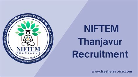 Niftem Thanjavur Recruitment 2024 Srf Jrf Project Assistant