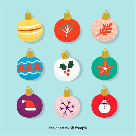 Set De Bolas De Navidad Dibujadas A Mano Vector Gratis