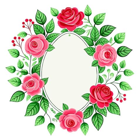 Premium Vector Rose Flower Frame Hand Drawn Flat Stylish Cartoon