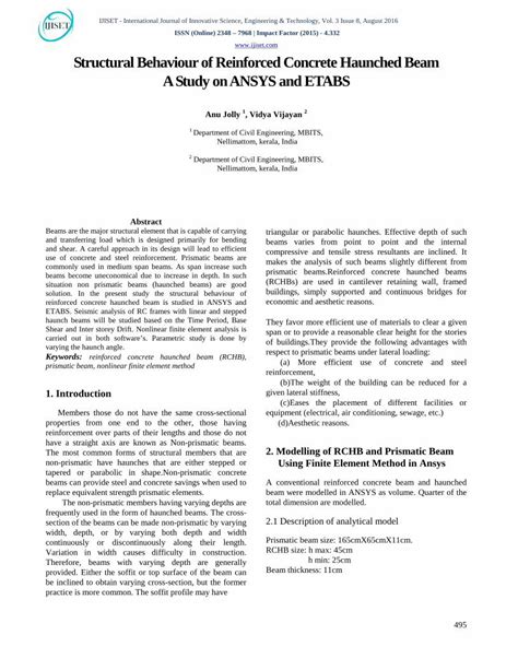 Pdf Structural Behaviour Of Reinforced Concrete Haunched Ijiset