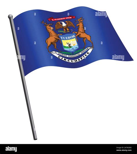 accurate correct michigan mi state flag flying waving flowing