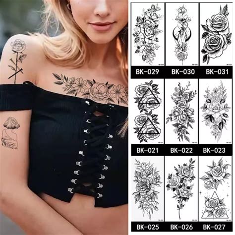 Skizze Rose Blume Tattoos Aufkleber Arm Beine Wasserdicht Tempor Re N