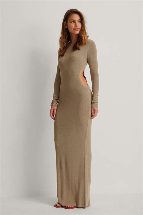 Fine Knitted Maxi Dress Beige Na