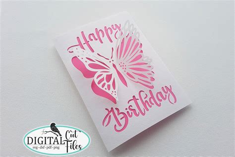 Pop Up Butterfly Birthday Insert Card Svg Cricut Silhouette By