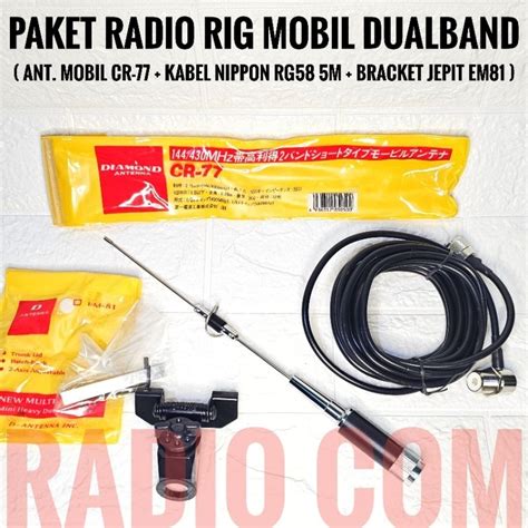 Jual PAKET ANTENA RADIO RIG MOBIL DUALBAND CR77 PLUS KABEL BRACKET