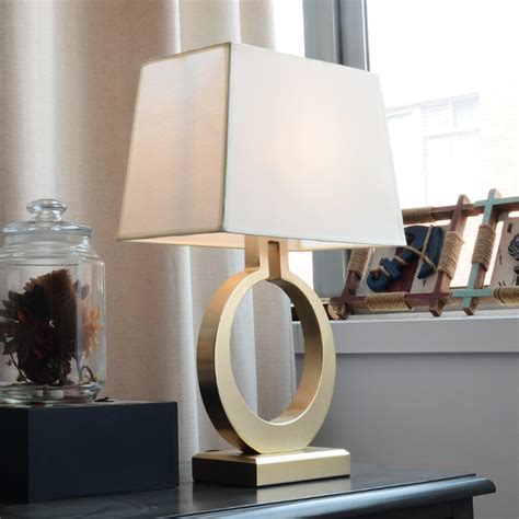 Modern American Creative Gold Ring Metal Nordic Simple Retro Fabric Table Lamp For Living Room