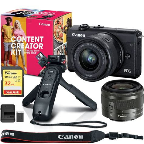 Canon Eos M200 Mirrorless Digital Camera Content Creator Kit Black