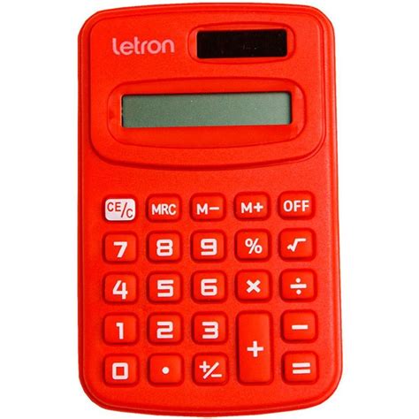 Calculadora De Bolso 8 Digitos Vermelha Bateria Leonora Unidade