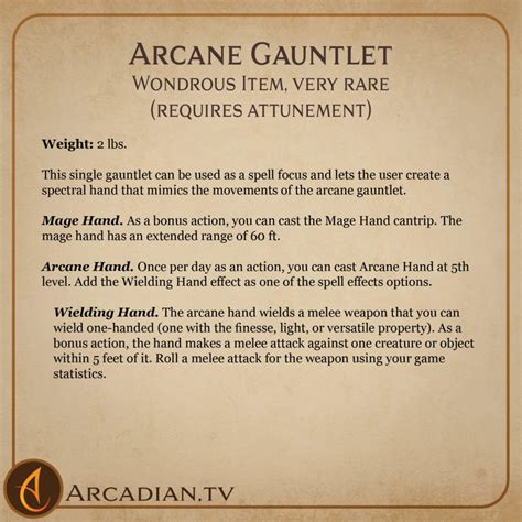 Arcane Gauntlet New Dnd Magic Item Arcadian Media