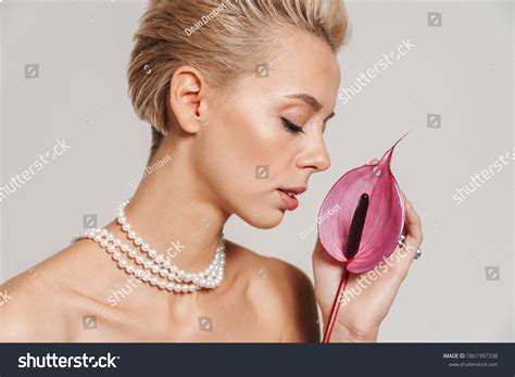 Sensual Shirtless Girl Wearing Necklace Posing Shutterstock