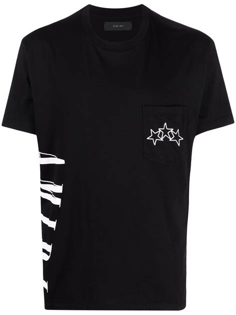 Amiri Logo Star Print Short Sleeve T Shirt In Black ModeSens