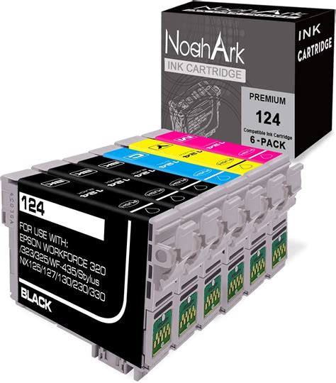 Noahark 6 Packs T124 Remanufactured Ink Cartridge