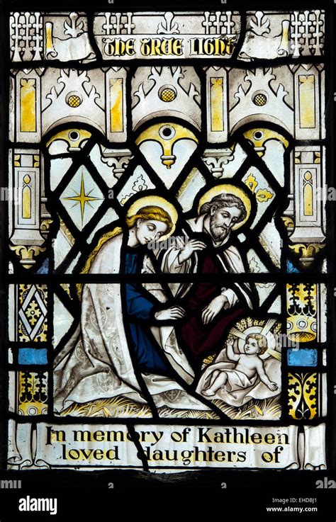 Nativity Stained Glass St John The Baptist Church Beckford Worcestershire England Uk Stock