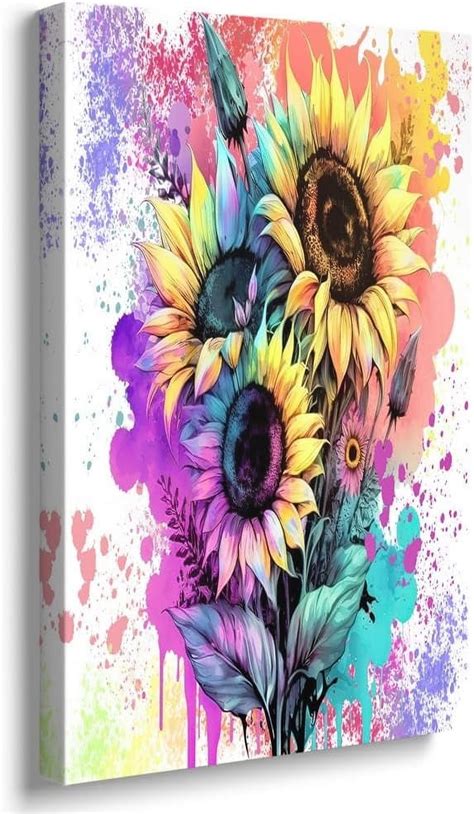 AXXPosters Farmhouse Bathroom Decor Sunflower Canvas Wall Art