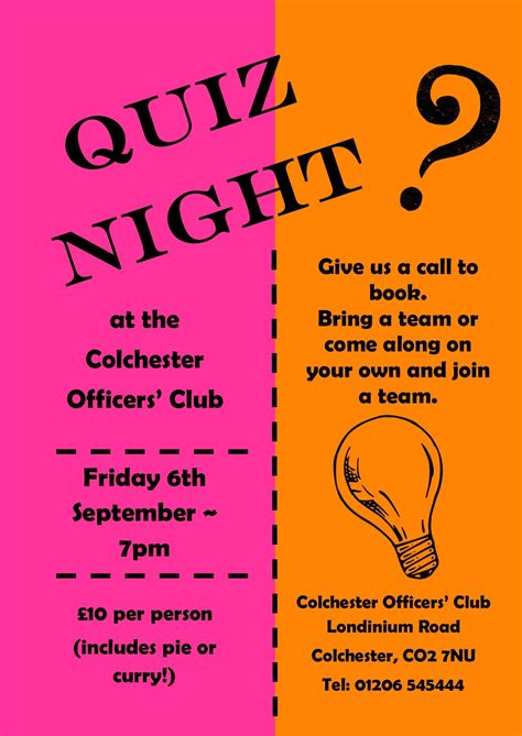 Quiz Night September The Colchester Officers ClubThe Colchester