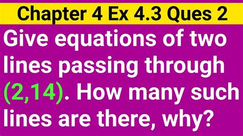 Give The Equations Of Two Lines Passing Through How Many More Such